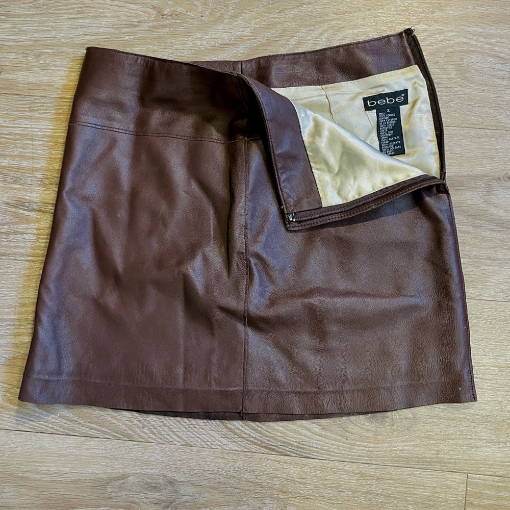 Brown Leather Skirt, Bebe